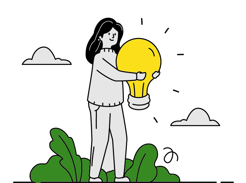ideas woman holding lightbulb